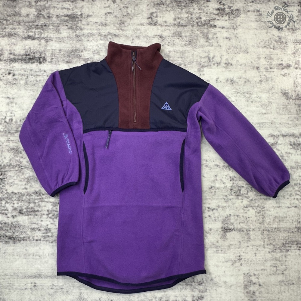 New No Tags Nike ACG Polartec Fleece Kids Small‎ Tunic 1/4 Zip Purple FD2872599